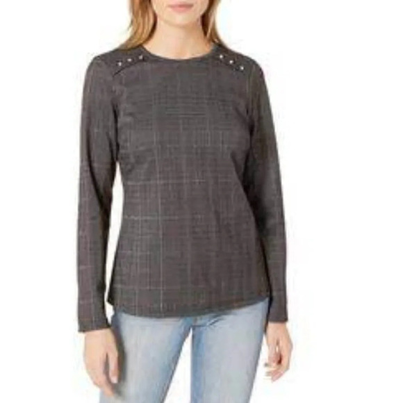 Nanette Lepore NWT Black Grey Multi Long Sleeves Double Knit Tunic Top Size S - Picture 1 of 4